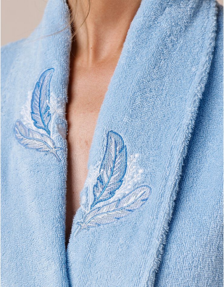 Peignoir mixte éponge brodé plumes - 380 g/m2 (bleuet)