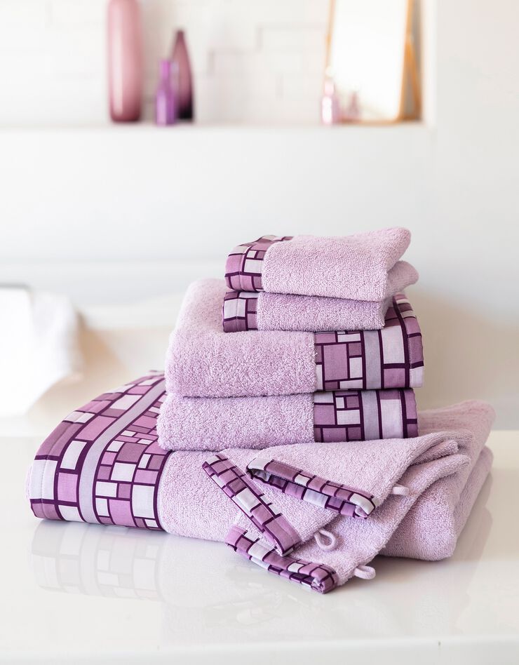 Éponge bouclette coton liteau imprimé mosaïque - 420g/m² (parme) Éponge bouclette coton liteau imprimé mosaïque - 420g/m² (parme)