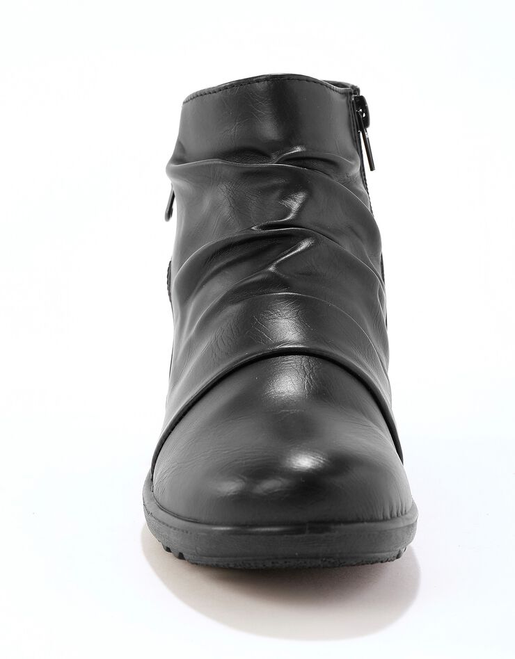 Boots plissées compensées bi-matière femme - noir (noir) Boots plissées compensées bi-matière femme - noir (noir)
