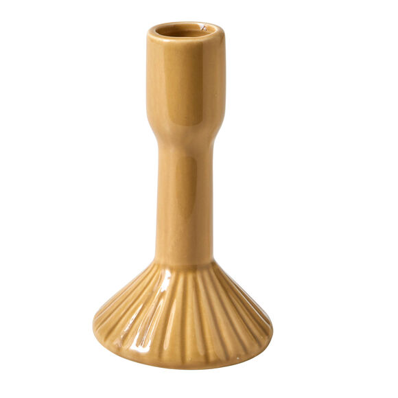 Bougeoir strié céramique jaune (jaune)