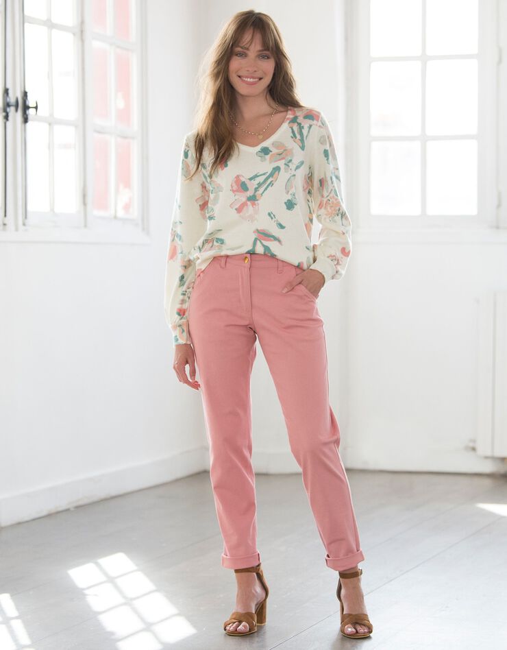 Pantalon twill coupe mom découpes fantaisie (bois de rose) Pantalon twill coupe mom découpes fantaisie (bois de rose)