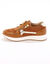 Baskets compensées zippées et scratchées en cuir (caramel)