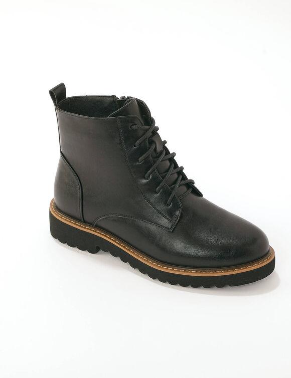 Boots &agrave; lacets semelle crant&eacute;e (noir)