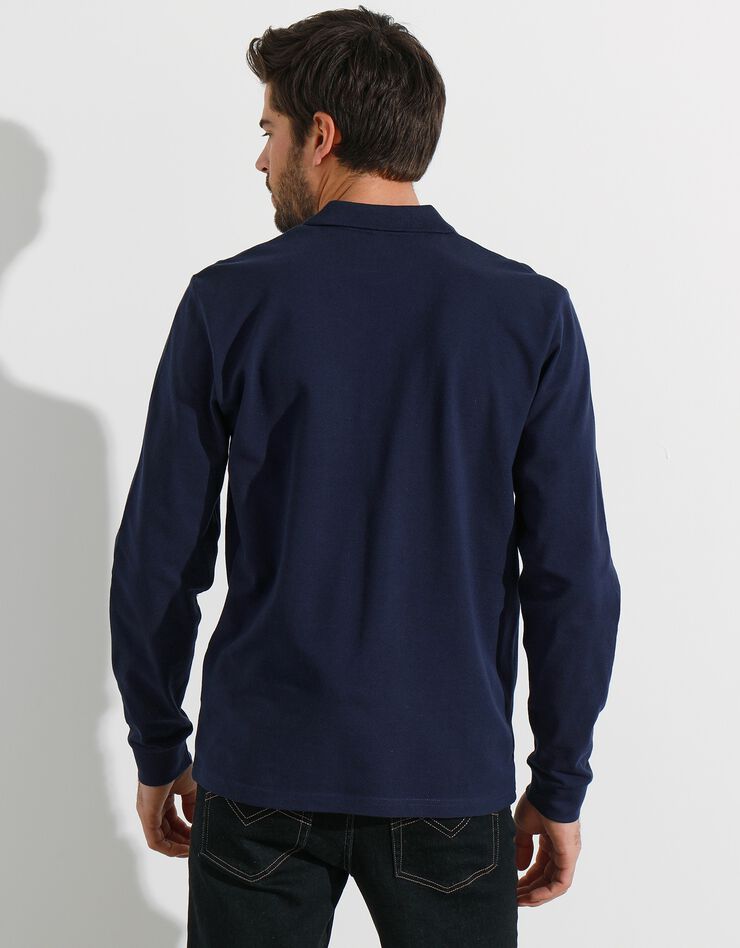 Polo uni maille piquée manches longues (marine) Polo uni maille piquée manches longues (marine)