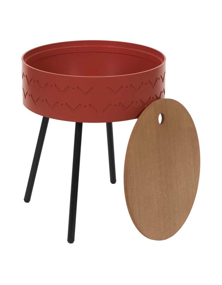Table d’appoint-coffre déco - pieds métal (rouge)