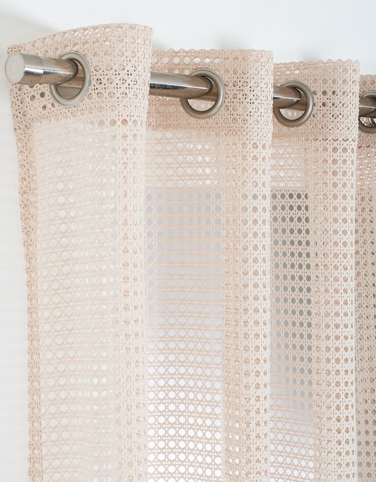 Rideau panneau brodé effet cannage  (beige)