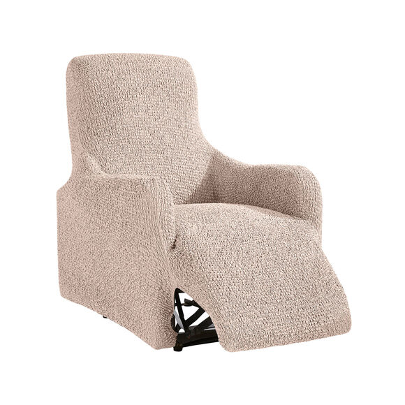 Housse bi-extensible imprimée gaufrée pour fauteuil relax (beige)