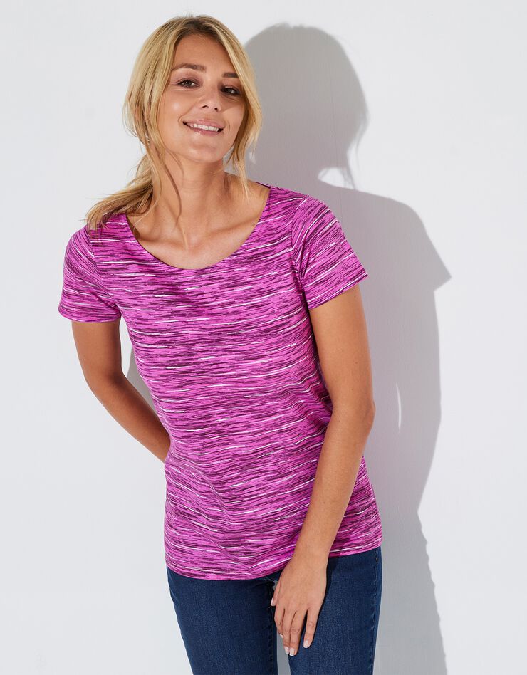 Tee-shirt col rond imprimé chiné (rose indien chiné) Tee-shirt col rond imprimé chiné (rose indien chiné)