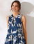 Robe courte imprimée sans manches (bleu / écru)