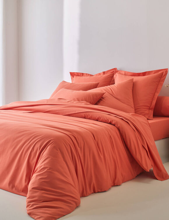 Linge de lit uni coton  (potiron)