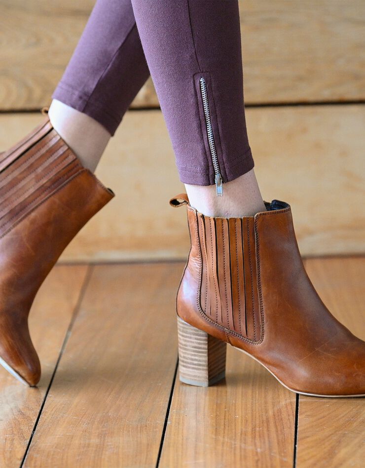 Legging bas de jambe zippé taille élastiquée (marron) Legging bas de jambe zippé taille élastiquée (marron)