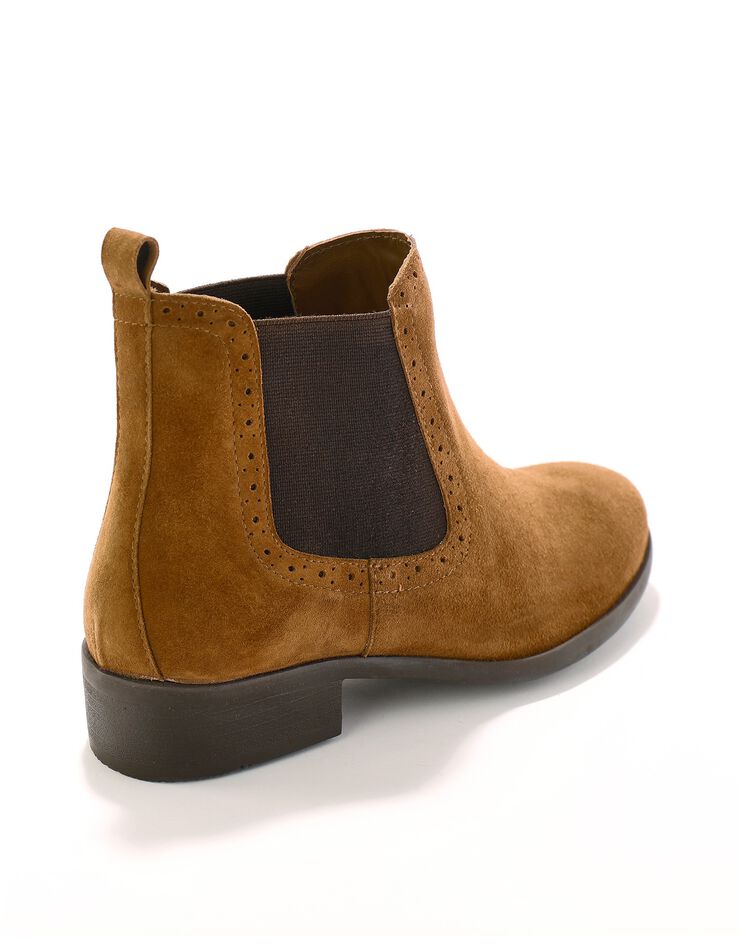 Boots élastiquées perforées Chelsea en croûte de cuir (beige) Boots élastiquées perforées Chelsea en croûte de cuir (beige)