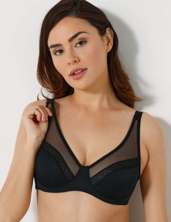 Soutien-gorge forme minimiseur en microfibre et tulle Paia, avec armatures (noir)