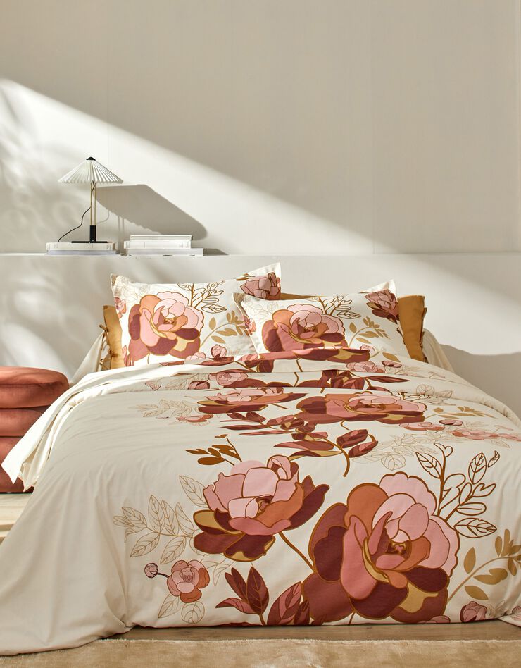 Linge de lit Louise imprimé floral – percale coton (ivoire)