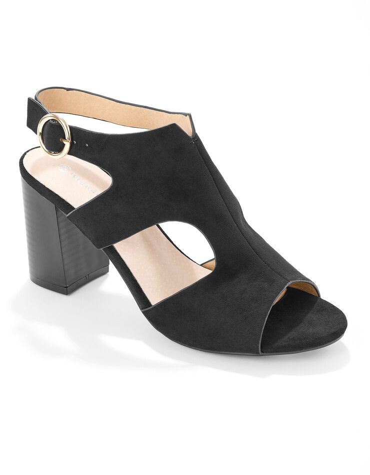 Sandales enveloppantes à talon bois (noir)
