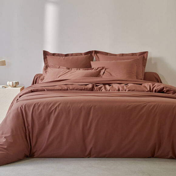 Linge de lit uni coton  (cannelle)