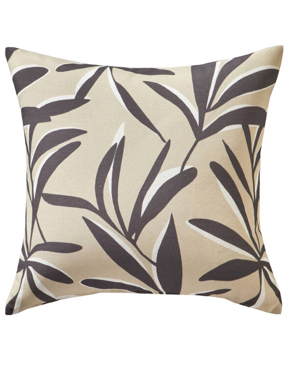 Housse de coussin imprimé feuillage (sable)