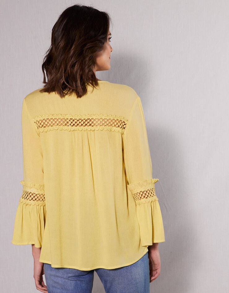 Blouse unie détails macramé (anis) Blouse unie détails macramé (anis)