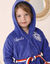 Peignoir de bain enfant personnalisable foot à capuche, éponge coton - 340 g/m² (bleu dur)