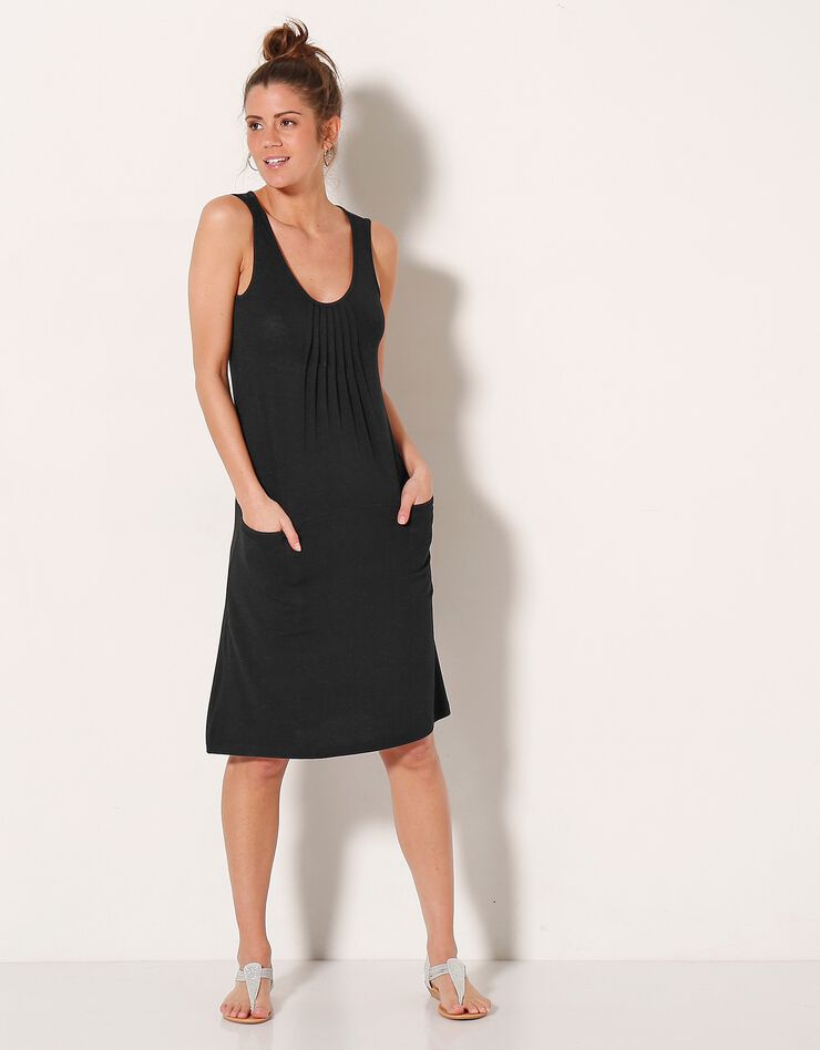 Robe "tee-shirt" sans manches unie (noir) Robe "tee-shirt" sans manches unie (noir)