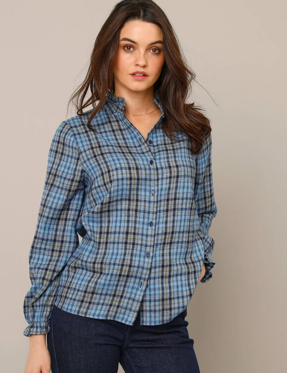 Chemisier à carreaux, flanelle (marine / bleu)
