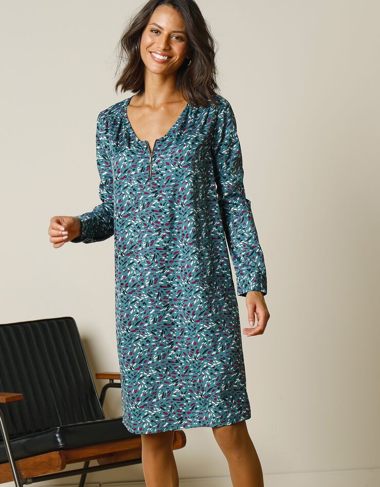 Robe-housse col zippé imprimé minimaliste (vert grisé) Robe-housse col zippé imprimé minimaliste (vert grisé)
