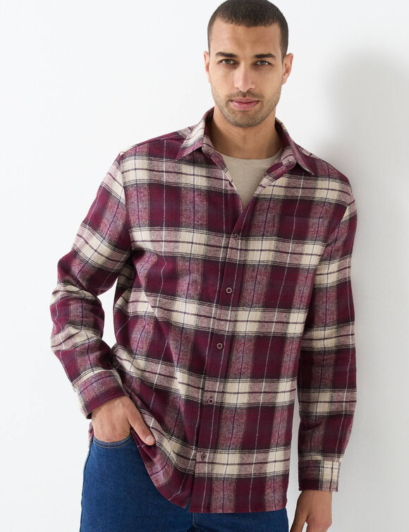Chemise carreaux flanelle - lot de 2 coloris (lie de vin + c&eacute;ladon)