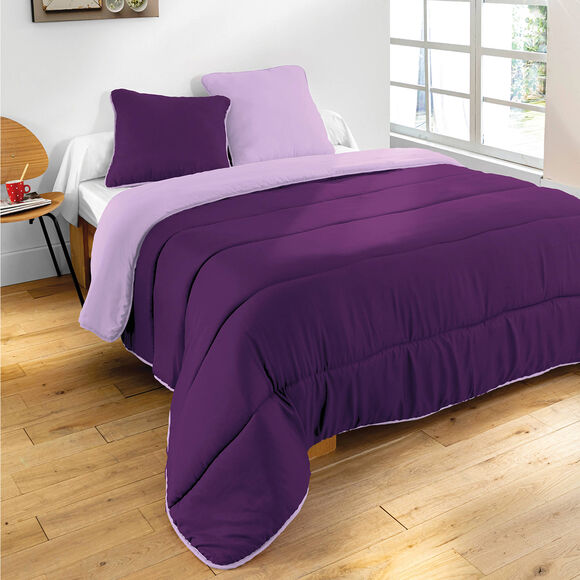 Couette bicolore microfibre 350 g/m&sup2; (aubergine / parme)