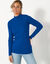 Pull col montant long, maille côtelée (bleu vif)