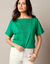 T-shirt boite brodé, manches courtes amples (vert)