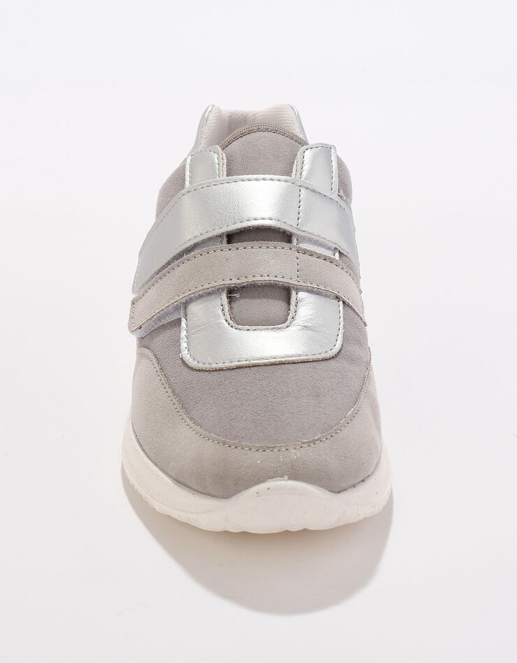 Baskets scratchées spécial pieds sensibles en tissu extensible (gris)