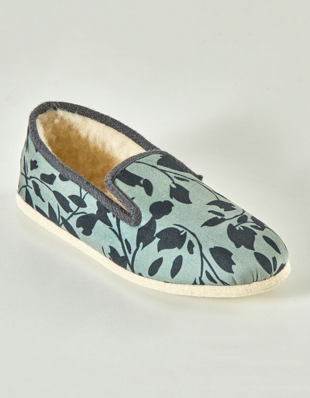 Chaussons charentaises imprimés, collection "Intemporelle" (eucalyptus)