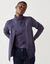 Cardigan boutonn&eacute; col rond uni, toucher doux (aubergine)