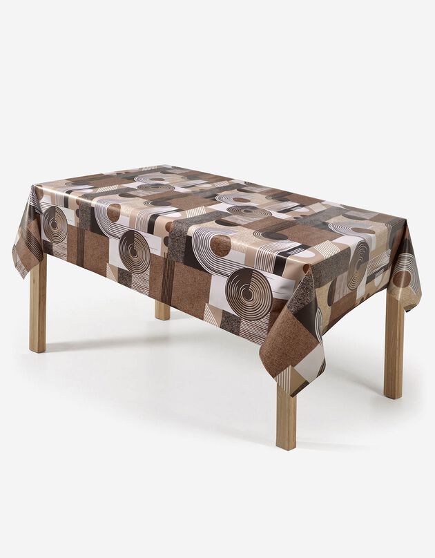 Nappe toile cirée motifs sphères (marron / beige) Nappe toile cirée motifs sphères (marron / beige)