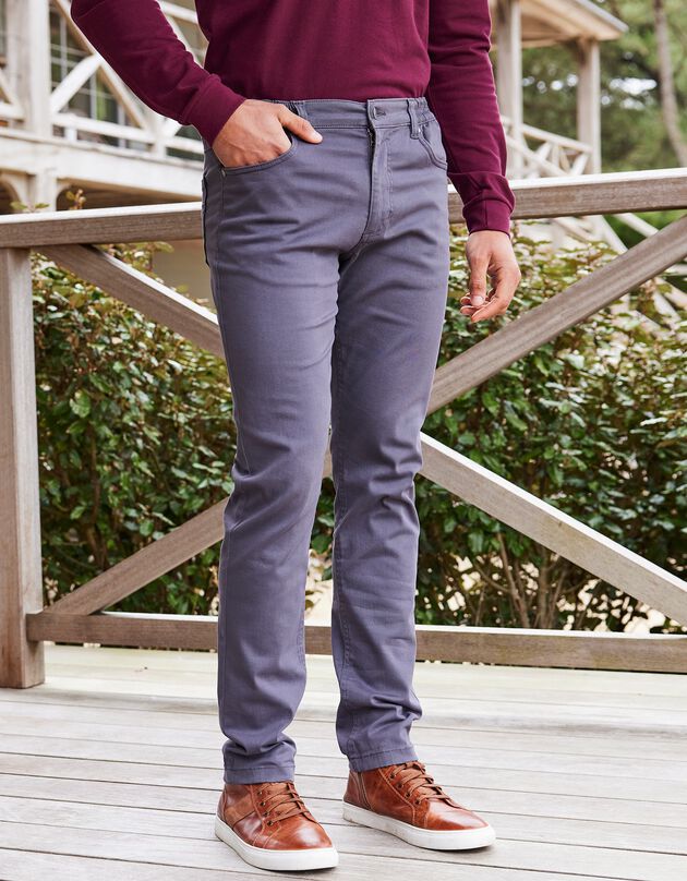 Pantalon droit 5 poches twill coton extensible (anthracite)