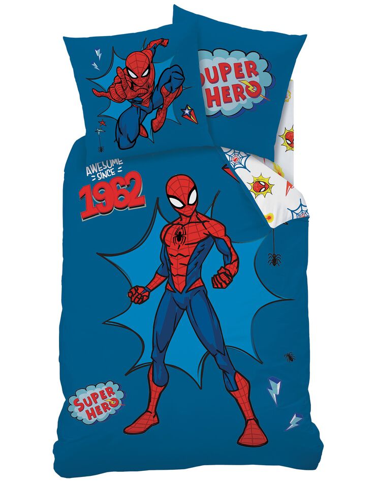 Parure de lit Spiderman super hero - coton (bleu)
