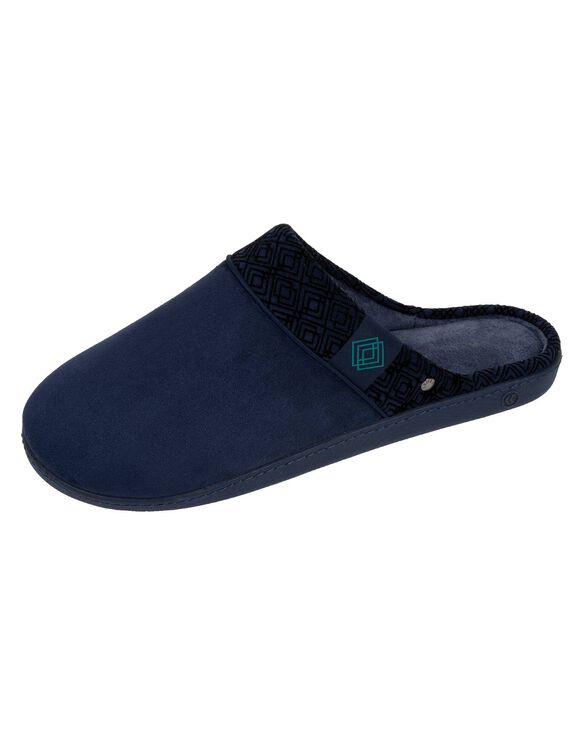 Chaussons mules ergonomiques velours (marine / vert)