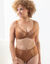 Soutien-gorge tulle et microfibre brodés forme minimiseur Antioco -  avec armatures flexibles (noisette)