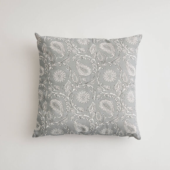 Housse de coussin imprim&eacute; indien - lot de 2 (gris)