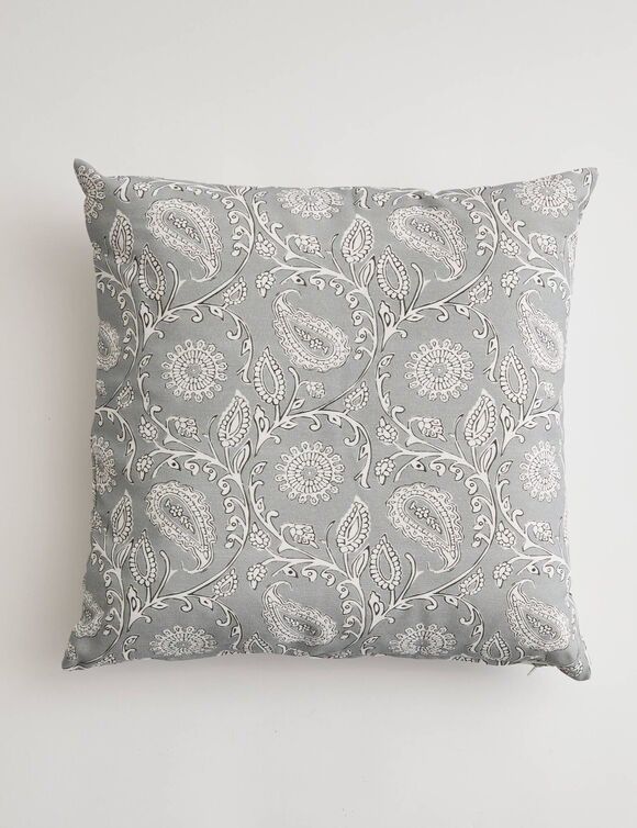 Housse de coussin imprim&eacute; indien - lot de 2 (gris)