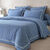 Linge de lit uni double bourdon - percale de coton 80 fils/cm&sup2; (bleu / blanc)