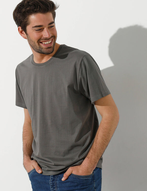T-shirt col rond manches courtes (gris)