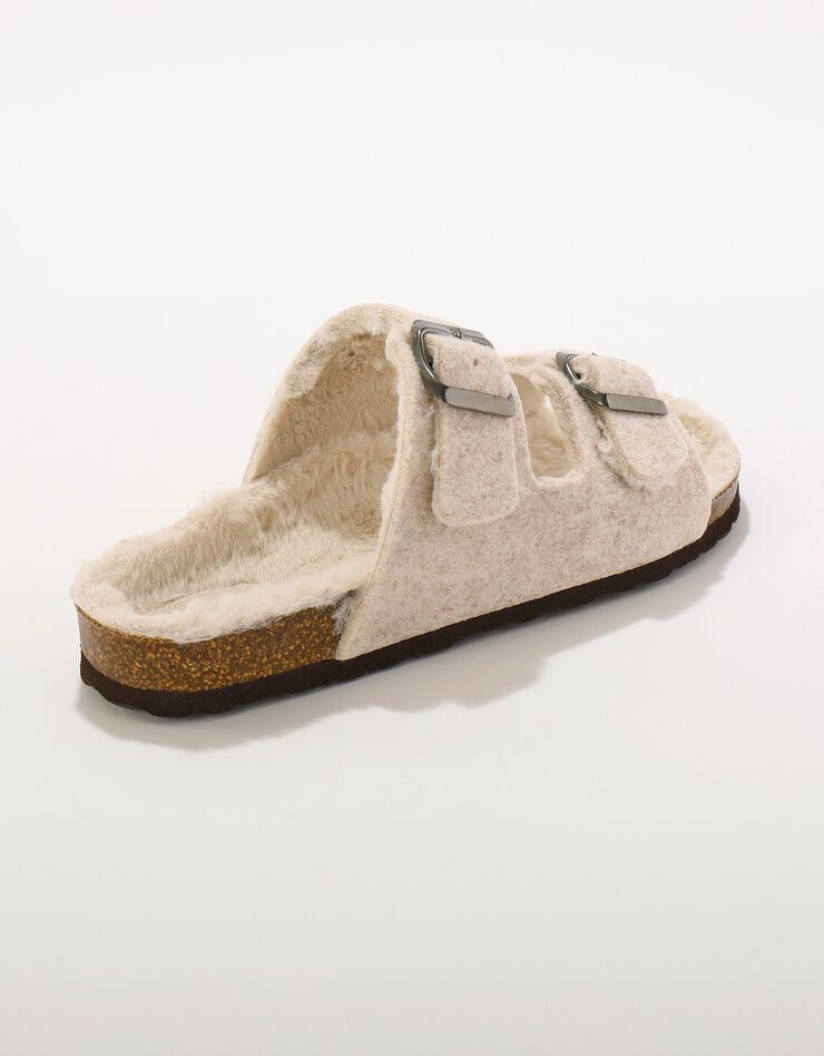 Mules fourrées à boucles (beige) Mules fourrées à boucles (beige)