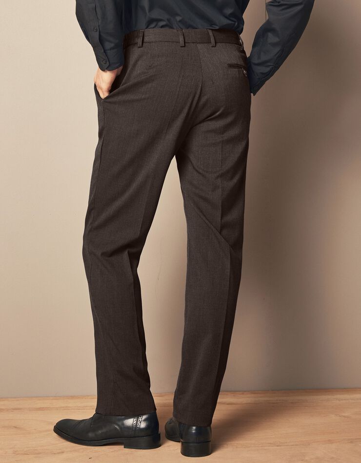 Pantalon taille élastiquée à pinces - polyester/laine (noisette) Pantalon taille élastiquée à pinces - polyester/laine (noisette)