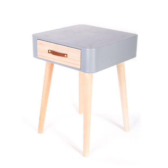 Table de chevet bicolore 1 tiroir (gris)