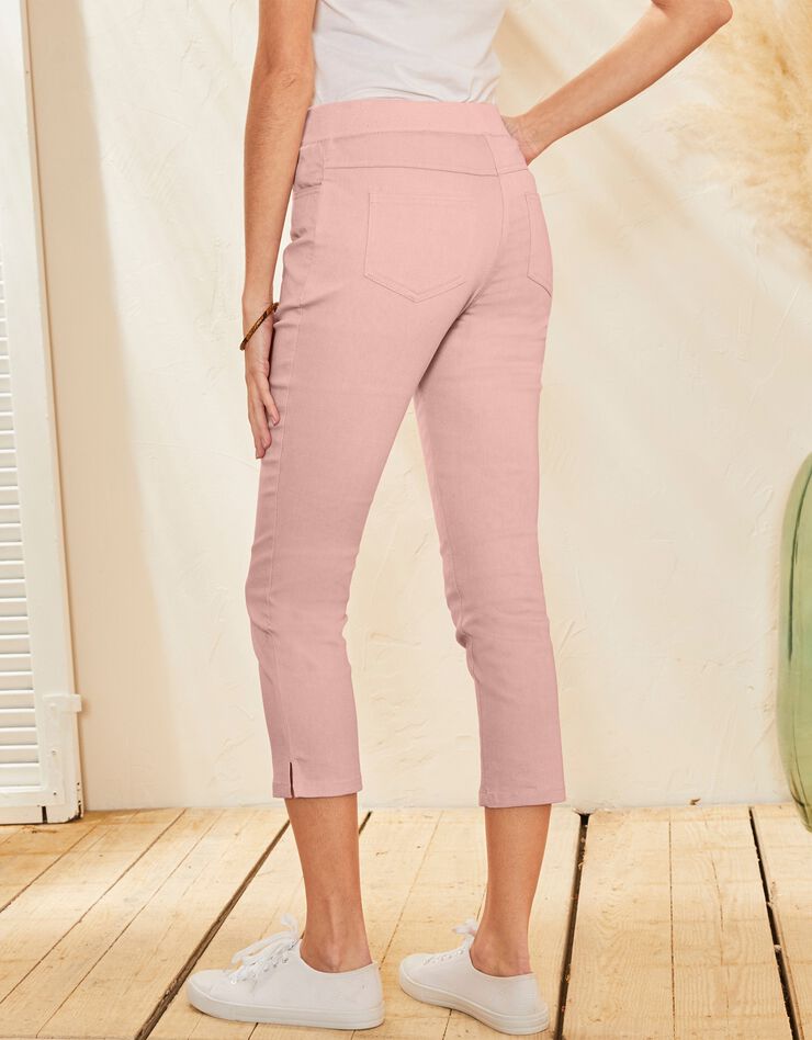 Pantacourt toile taille élastiquée (rose grisé) Pantacourt toile taille élastiquée (rose grisé)