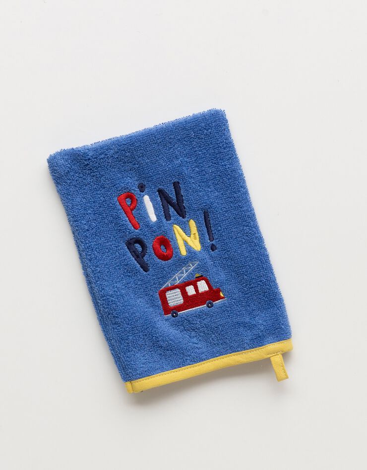 Collection éponge enfant brodée Pin-pon - coton 380g/m2 (bleu dur)