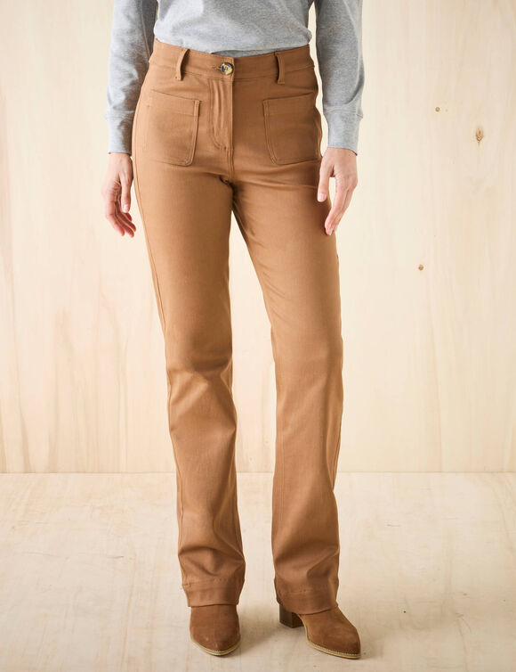 Pantalon bootcut, poches plaquées (caramel)
