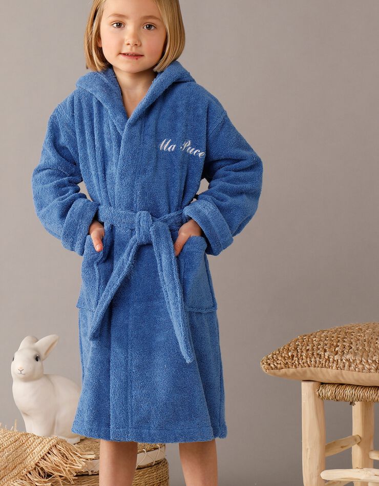 Peignoir enfant éponge à capuche personnalisable  (bleu dur)