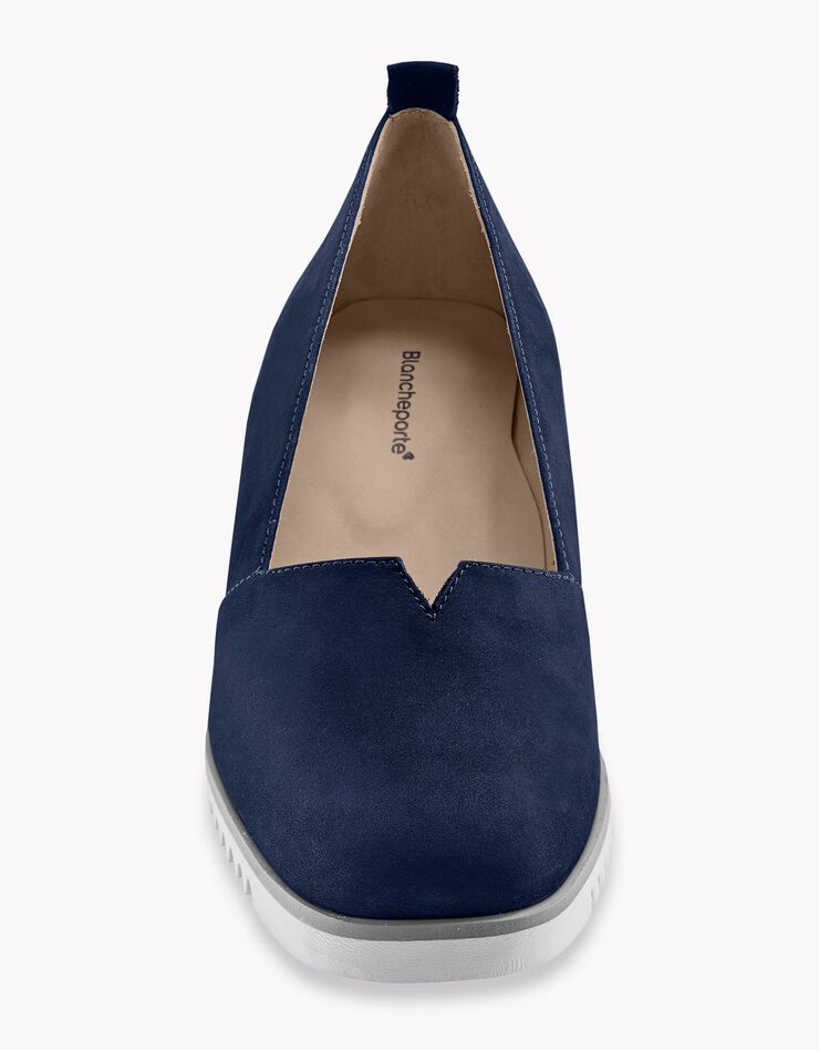Ballerines compensées en cuir - marine (marine)